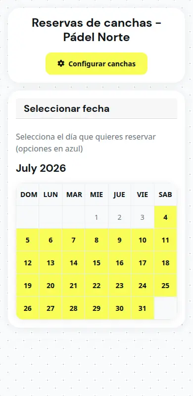 Reserva de cancha de pádel desde el celular en Squadra